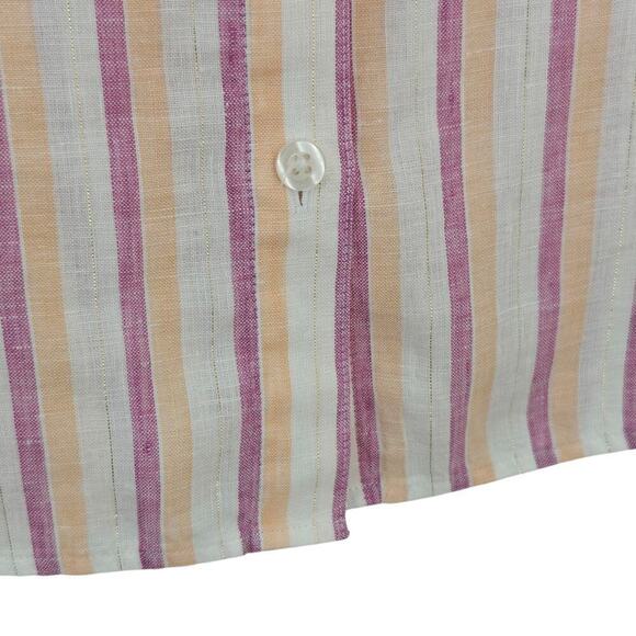 Chico's No Iron Linen Metallic Button Front Shirt Size XL / 3 Roll Tab Sleeves - Picture 6 of 11